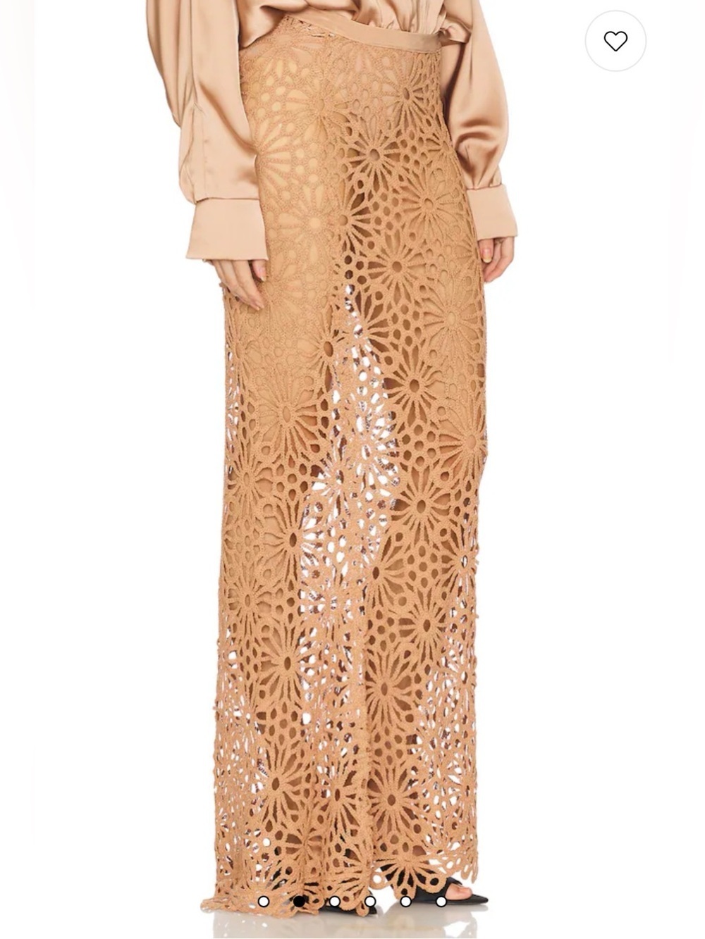 Norma Kamali Obie Crochet Maxi Skirt in cappuccino brown sz xl NWT